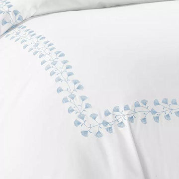 EMBROIDERED DUVET COVER SET - (FLORAL TULIPS)