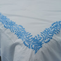 Blue leaves embroidered duvet cover set