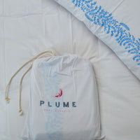 Blue leaves embroidered duvet cover set