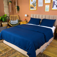 Duvet cover set with double line stitching