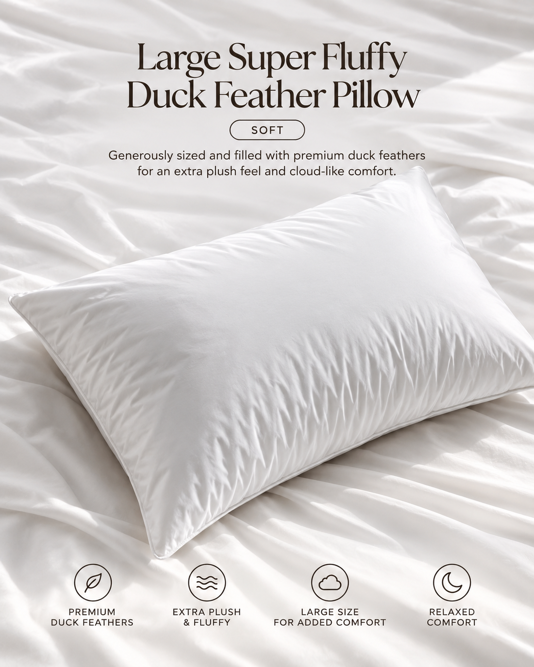 Large super fluffy Duck Feather Pillow