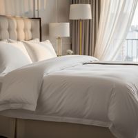 Generate image of a puffy duvet in a hotel room very luxurious realistic ultra hd picutre