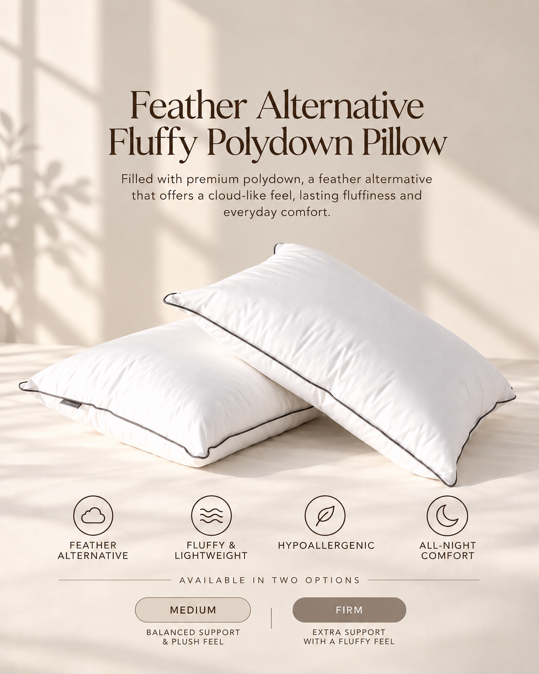 Feather alternative fluffy polydown pillow Set of 2 pillow