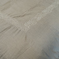 Oatmeal embroidered vines duvet cover set