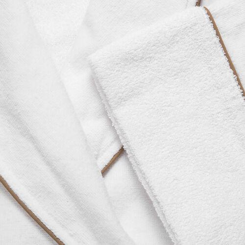 White bathrobe with gold piping