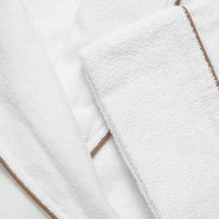 White bathrobe with gold piping